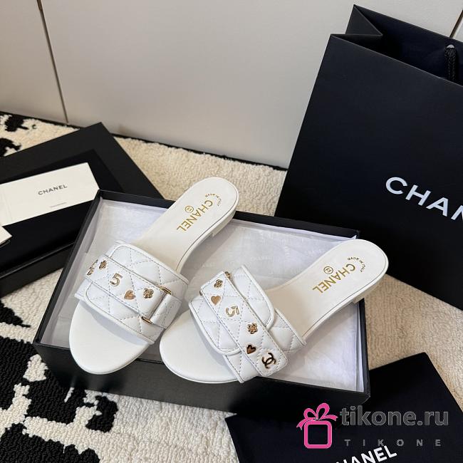 Chanel Slide Slippers White - 1