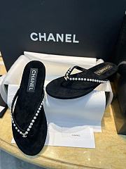 Chanel Flip Flops Velvet Black - 6