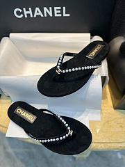 Chanel Flip Flops Velvet Black - 4
