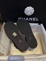Chanel Wedge Sandals Platform Quilted Grosgrain Black 4cm  - 4