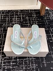 Jimmy Choo Ciela Mule 45 Light Blue Leather Ribbon Mule Sandal - 1