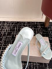 Jimmy Choo Ciela Mule 45 Light Blue Leather Ribbon Mule Sandal - 4