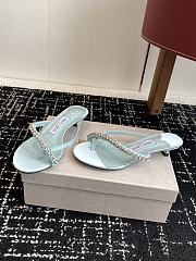 Jimmy Choo Ciela Mule 45 Light Blue Leather Ribbon Mule Sandal - 5