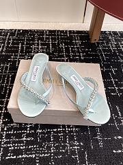 Jimmy Choo Ciela Mule 45 Light Blue Leather Ribbon Mule Sandal - 3