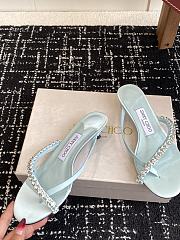 Jimmy Choo Ciela Mule 45 Light Blue Leather Ribbon Mule Sandal - 2