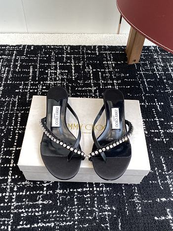 Jimmy Choo Ciela Mule 45 Black Leather Ribbon Mule Sandal