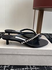 Jimmy Choo Ciela Mule 45 Black Leather Ribbon Mule Sandal - 6