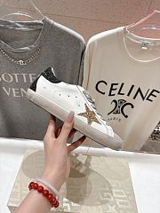Golden Goose Super Star In Nappa Leather With Gold Glitter Star And Black Glitter Heel Tab - 1
