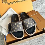 LV Pool Pillow Flat Comfort Mule Cacao Brown Monogram Nylon 1AAEBX - 1