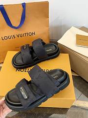 LV Pool Pillow Flat Comfort Mule Black Monogram Nylon 1AHNQU - 6