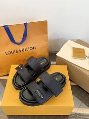 LV Pool Pillow Flat Comfort Mule Black Monogram Nylon 1AHNQU - 5