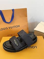 LV Pool Pillow Flat Comfort Mule Black Monogram Nylon 1AHNQU - 4