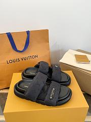LV Pool Pillow Flat Comfort Mule Black Monogram Nylon 1AHNQU - 2