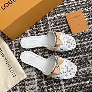 LVxTM 6AM Flat Mule Multicolored Monogram Canvas White 1AGZUY - 3