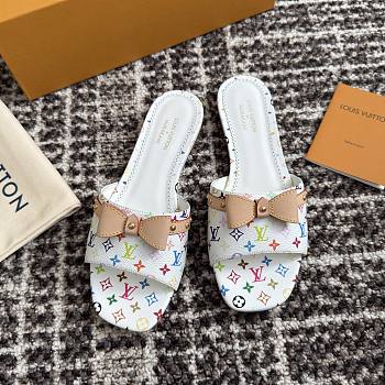 LVxTM 6AM Flat Mule Multicolored Monogram Canvas White 1AGZUY