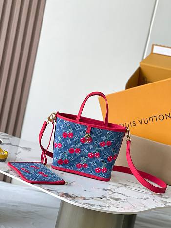 LVxTM Neverfull Inside Out BB Monogram Cherry Denim M14997 - 26.5x16.5x11cm