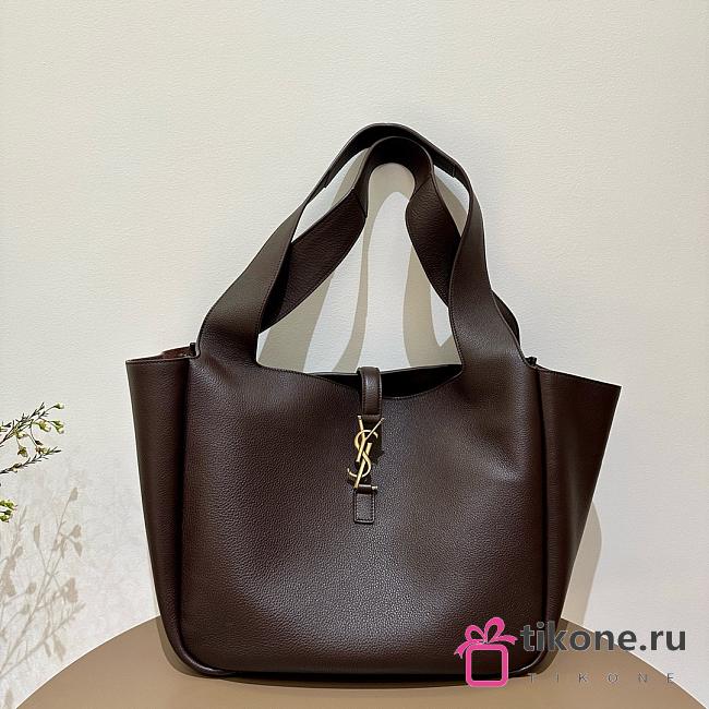 YSL Le 5 A 7 Bea In Grained Leather Marron Fonce - 50x28x18cm - 1
