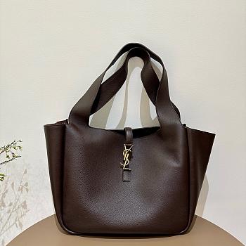 YSL Le 5 A 7 Bea In Grained Leather Marron Fonce - 50x28x18cm