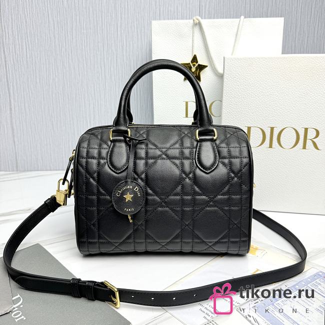 Dior Groove 25 Bag Black Macrocannage Calfskin - 25x19x16cm - 1