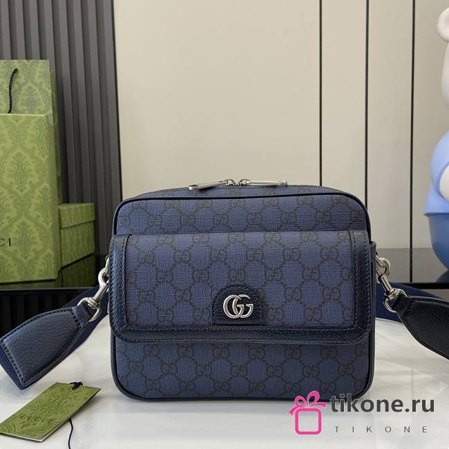 Gucci Ophidia Small Crossbody Bag In Blue GG Canvas - 23x18.5x8cm - 1