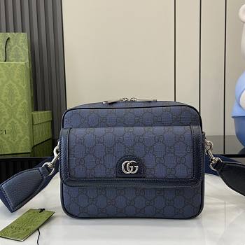 Gucci Ophidia Small Crossbody Bag In Blue GG Canvas - 23x18.5x8cm