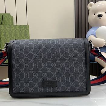 Gucci GG Medium Crossbody Bag In Black Supreme - 27x20x8cm