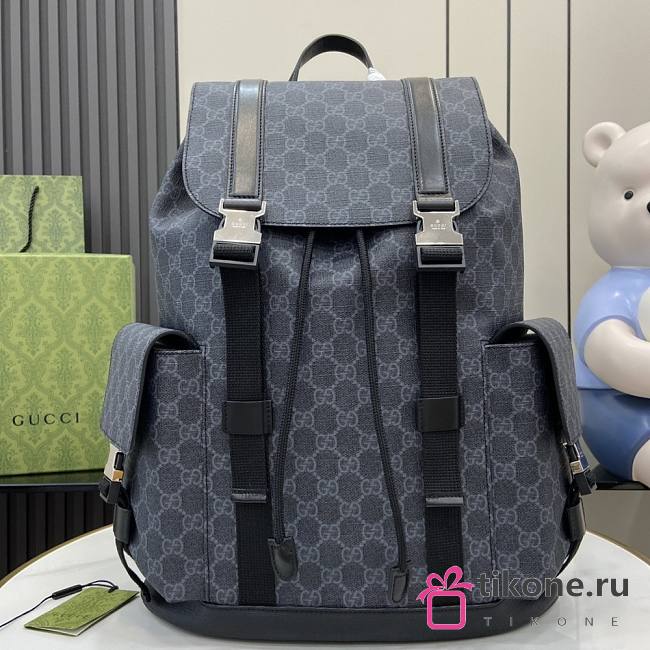 Gucci GG Black Large Backpack in Black GG Supreme - 46x35x12cm - 1