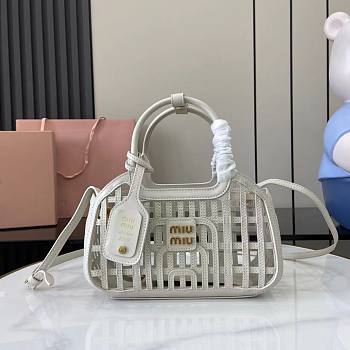Miumiu Leather Basket Chalk White 5BA294 - 24x12.5x9cm