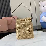 Miumiu Woven Fabric Mini Bag Beige/Cognac 5ND016 - 23x20cm - 3