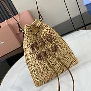 Miumiu Woven Fabric Mini Bag Beige/Cognac 5ND016 - 23x20cm - 2