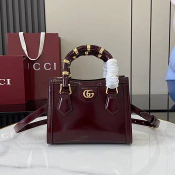 Gucci Diana Small Tote Bag In Rosso Ancora Red Leather - 20x16x10cm