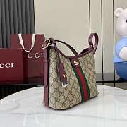 Gucci Ophidia Small Shoulder Bag In Beige And Rosso Ancora Red GG Fabric - 23x21x12cm - 4