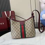 Gucci Ophidia Small Shoulder Bag In Beige And Rosso Ancora Red GG Fabric - 23x21x12cm - 5