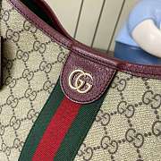 Gucci Ophidia Small Shoulder Bag In Beige And Rosso Ancora Red GG Fabric - 23x21x12cm - 6