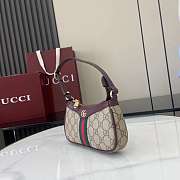 Gucci Ophidia Mini Shoulder Bag In Beige Dark Brown GG Monogram Rosso Ancora Red Leather - 19.5x11x3.5cm - 6
