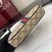 Gucci Ophidia Mini Shoulder Bag In Beige Dark Brown GG Monogram Rosso Ancora Red Leather - 19.5x11x3.5cm - 4