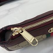 Gucci Ophidia Mini Shoulder Bag In Beige Dark Brown GG Monogram Rosso Ancora Red Leather - 19.5x11x3.5cm - 2