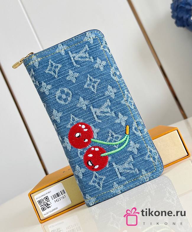 LVxTM Zippy Wallet Monogram Cherry Denim - 1