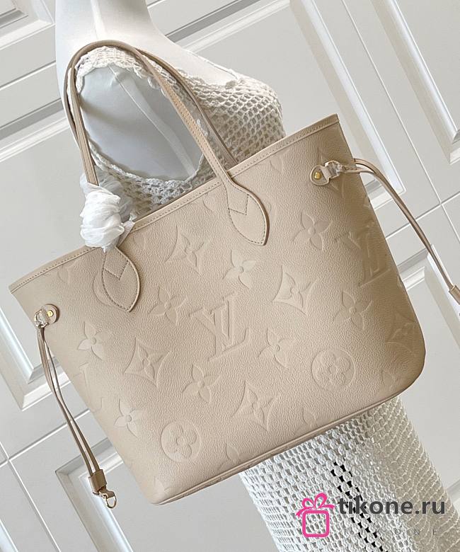 LV Neverfull MM Monogram Empreinte Leather Cream Beige M46676 - 31x28x14cm - 1