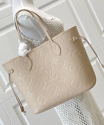 LV Neverfull MM Monogram Empreinte Leather Cream Beige M46676 - 31x28x14cm