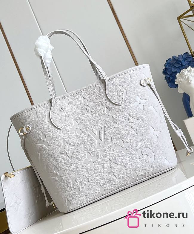 LV Neverfull MM Monogram Empreinte Leather Brume Gray M13758 - 31x28x14cm - 1