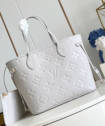 LV Neverfull MM Monogram Empreinte Leather Brume Gray M13758 - 31x28x14cm