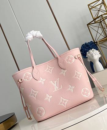 LV Neverfull MM Bicolor Monogram Empreinte Pink/Beige M14210 - 31x28x14cm