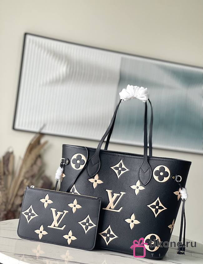 LV Neverfull MM Bicolor Monogram Empreinte Black/Beige M58907 - 31x28x14cm - 1