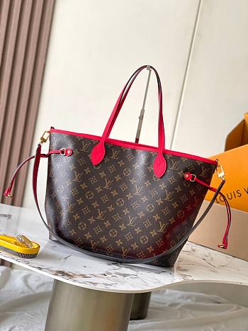LV Neverfull Bandouliere Inside Out MM Monogram Canvas Sari Red M12708 - 31x28x14cm
