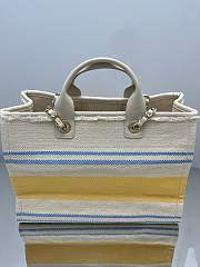 Chanel Shopping Bag Cotton Canvas & Metallic Gold Cream White Blue & Yellow - 38cm - 3