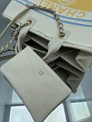 Chanel Shopping Bag Cotton Canvas & Metallic Gold Cream White Blue & Yellow - 38cm - 5