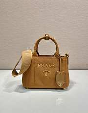 Prada Linen Blend Mini Handbag Cognac 1BA038 - 22x15x13cm - 1