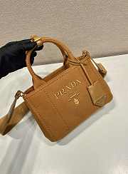 Prada Linen Blend Mini Handbag Cognac 1BA038 - 22x15x13cm - 5