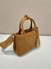 Prada Linen Blend Mini Handbag Cognac 1BA038 - 22x15x13cm - 2